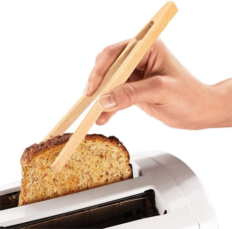 2 vnt. Bambuko žnyplės Natūralaus bambuko medinės maisto skrudintuvo žnyplės arbatos spaustukai Bambuko pincetai skrebučiams marinuoti arbatos virimo virtuvės žnyplės