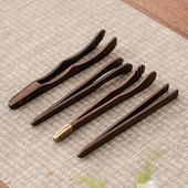 Kineska kopča za čaj od punog drveta od ebanovine Čisti bakar Stezaljka za čaj Vintage držač za šalice Stezaljka za pranje šalica Dodaci za čajnu ceremoniju