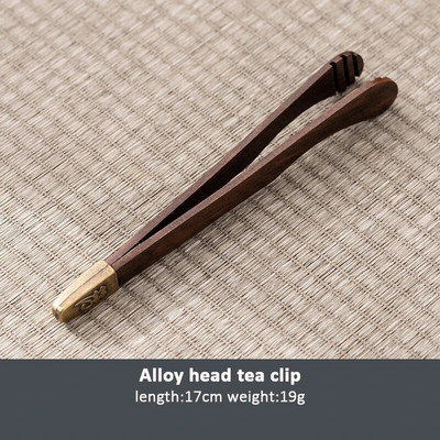 Kineska kopča za čaj od punog drveta od ebanovine Čisti bakar Stezaljka za čaj Vintage držač za šalice Stezaljka za pranje šalica Dodaci za čajnu ceremoniju