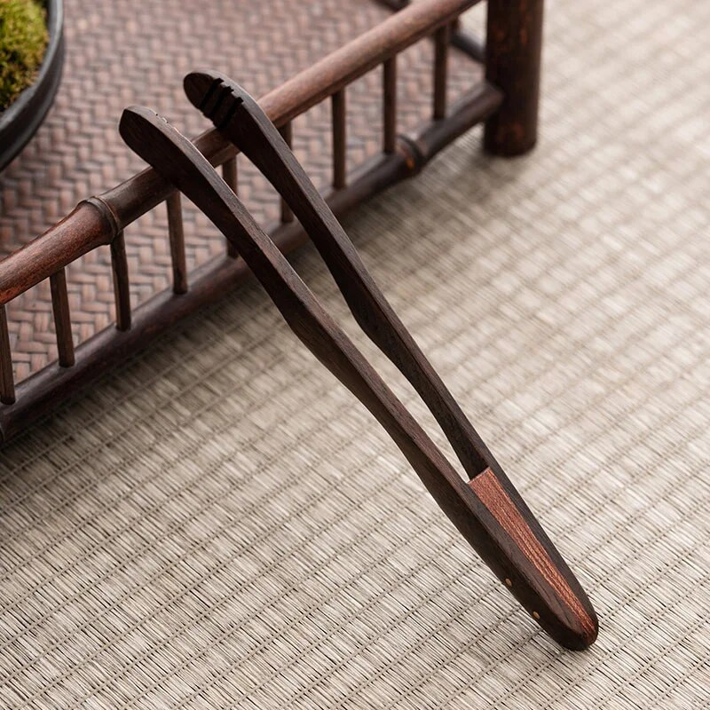 Kineska kopča za čaj od punog drveta od ebanovine Čisti bakar Stezaljka za čaj Vintage držač za šalice Stezaljka za pranje šalica Dodaci za čajnu ceremoniju