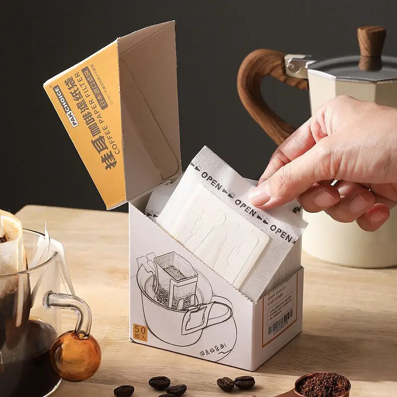 25 / 50 komada jednokratne šalice za kavu Filter vrećice za kavu Uši Japanski viseći pribor za kavu Cafe Alati za kavu Filteri za kavu Papir