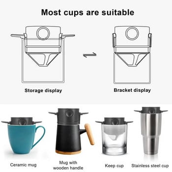 Paperless Pour Cup 2023 Reusable Foldable Cafe Infuser Dripper Coffee Dripper Θήκη φίλτρου νερού χονδρικής χωρίς χαρτί φορητή