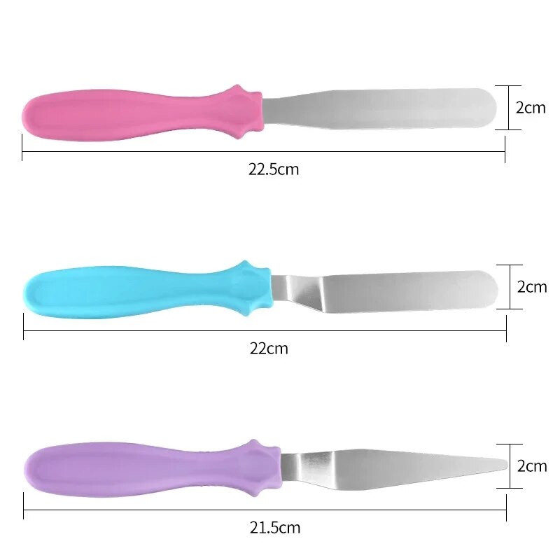 3db/készlet Kis hajlított szögletes spatula paletta kés rozsdamentes acél vajas torta krém kés spatula fondant eszközök
