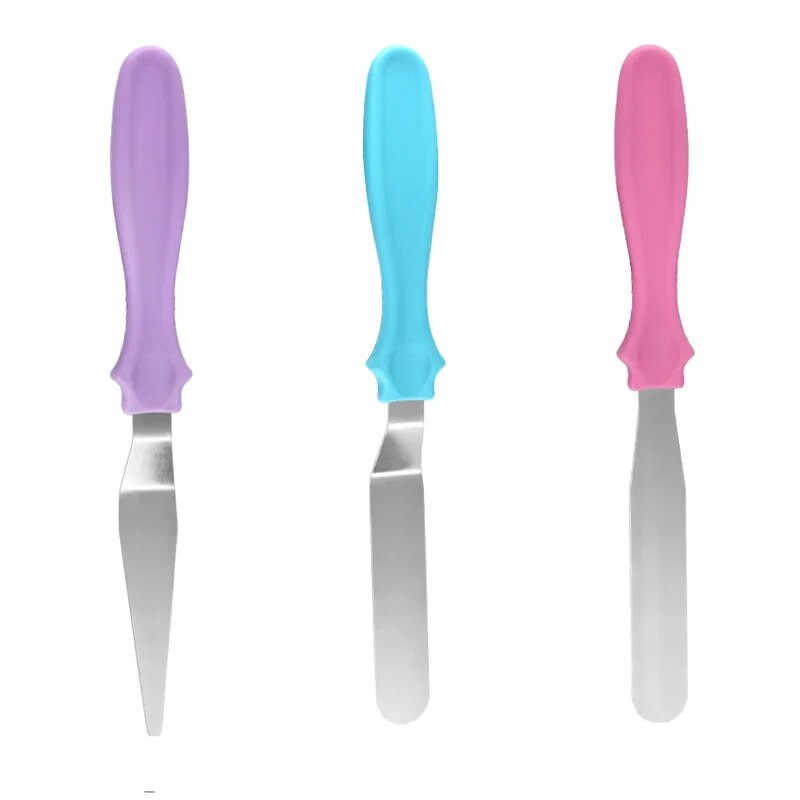 3db/készlet Kis hajlított szögletes spatula paletta kés rozsdamentes acél vajas torta krém kés spatula fondant eszközök