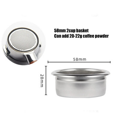 58 mm 7 g 18 g 22 g Košara s filterom od nehrđajućeg čelika Visokotlačni Breville Delonghi E61 Aparat za kavu Portafilter košara 1 2 šalice
