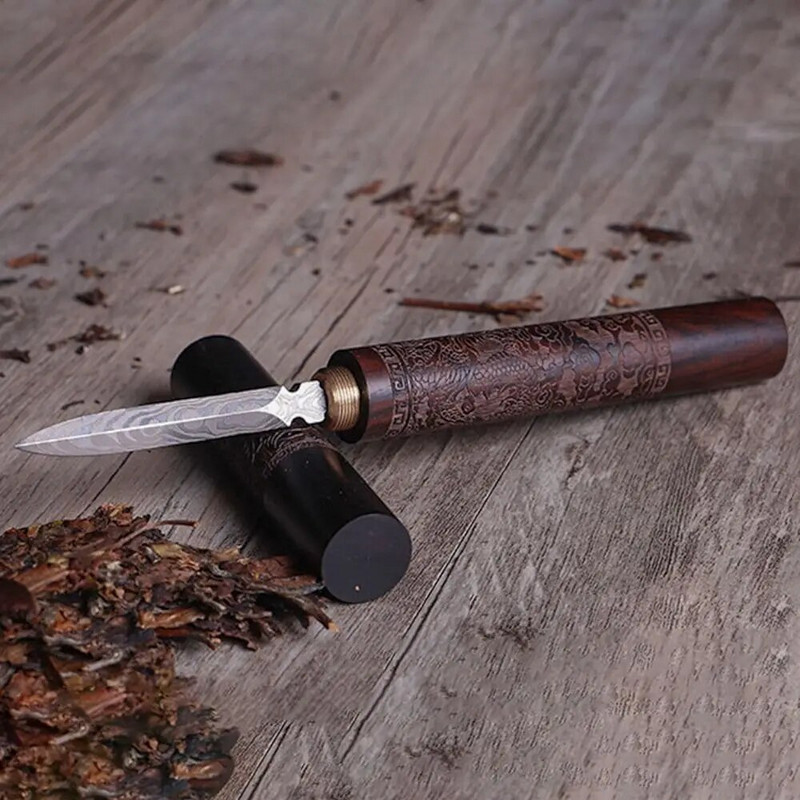 Patvarus sandalmedžio arbatos peilio adatų kirtiklis su medine rankena Puer arbatos įrankiai kūgio adatos laužymo arbatos plytelių profesionalus įrankis