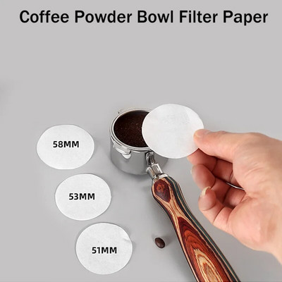 51/53/58 mm kohvipulbri kaussi filterpaber, ümmargune sekundaarne veeeraldusfilterpaber, kohvikäepide, ühekordselt kasutatav filterpaber