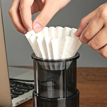 50 τεμ/κιβώτιο Τύπος κέικ με φίλτρο καφέ Hand Brew Origami Filter Cup Filter Drip Filter Λευκασμένο Αξεσουάρ καφέ φίλτρου καφέ