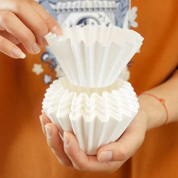 50 τεμ/κιβώτιο Τύπος κέικ με φίλτρο καφέ Hand Brew Origami Filter Cup Filter Drip Filter Λευκασμένο Αξεσουάρ καφέ φίλτρου καφέ