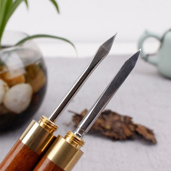 1 τμχ τρομπέτα έβενος ChaZhen dao pu \'er tea Σανδαλόξυλο Tea Knife Needle Pick With Wood Handle Puer Tea Tools Cone Needle