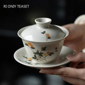 170 ml-es kínai kézzel készített kerámia Gaiwan teáscsésze kézzel festett virágok Tea Tureen utazási teástál porcelán teáskészlet tartozékok