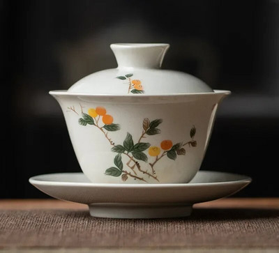 170 ml-es kínai kézzel készített kerámia Gaiwan teáscsésze kézzel festett virágok Tea Tureen utazási teástál porcelán teáskészlet tartozékok