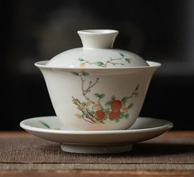170 ml-es kínai kézzel készített kerámia Gaiwan teáscsésze kézzel festett virágok Tea Tureen utazási teástál porcelán teáskészlet tartozékok