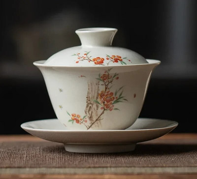170 ml-es kínai kézzel készített kerámia Gaiwan teáscsésze kézzel festett virágok Tea Tureen utazási teástál porcelán teáskészlet tartozékok
