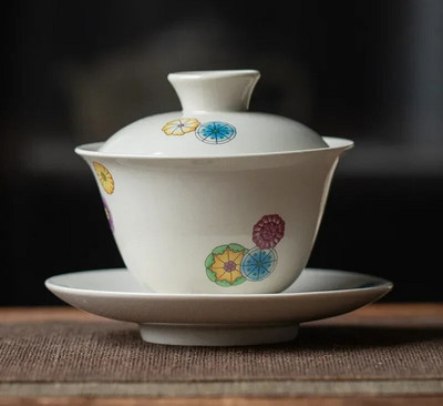 170 ml-es kínai kézzel készített kerámia Gaiwan teáscsésze kézzel festett virágok Tea Tureen utazási teástál porcelán teáskészlet tartozékok