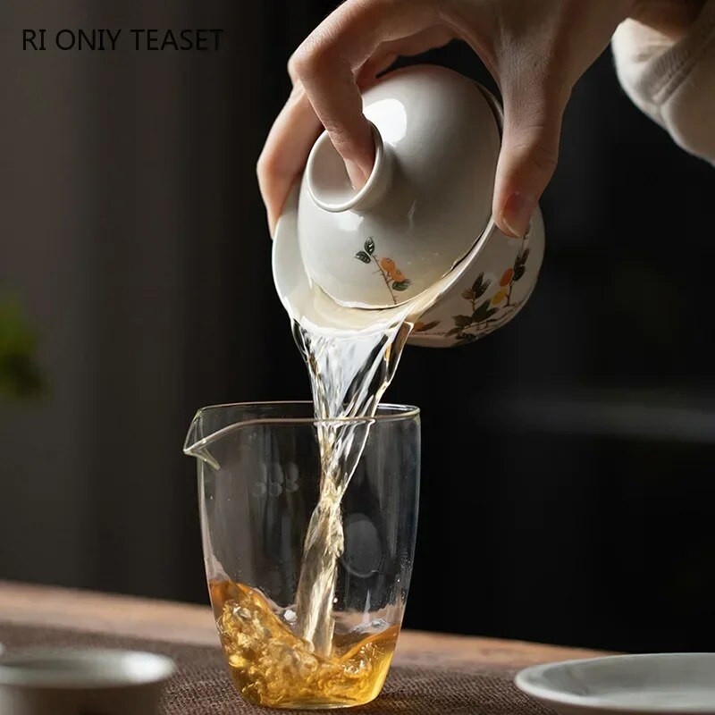 170 ml-es kínai kézzel készített kerámia Gaiwan teáscsésze kézzel festett virágok Tea Tureen utazási teástál porcelán teáskészlet tartozékok