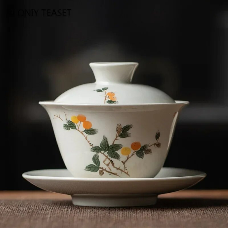 170 ml-es kínai kézzel készített kerámia Gaiwan teáscsésze kézzel festett virágok Tea Tureen utazási teástál porcelán teáskészlet tartozékok