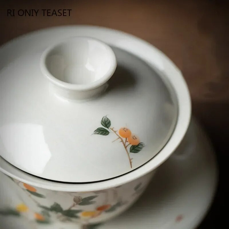 170 ml-es kínai kézzel készített kerámia Gaiwan teáscsésze kézzel festett virágok Tea Tureen utazási teástál porcelán teáskészlet tartozékok