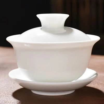 140 ml-es nagy kínai hagyományos GaiWan teáskészlet Bone China teáskészletek Dehua Gaiwan teás porcelán edénykészlet utazáshoz és könnyű vízforraláshoz