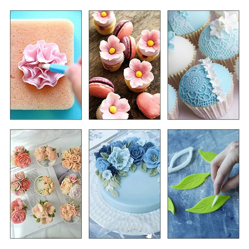 Fais Du 8db Fondant tortadíszítő gravírozó készlet Sütőedények Csokoládé Sütőfaragó edények Konyhai Sütemény Eszközök Tartozékok