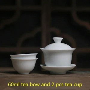 Mini 60 ml Gaiwan arbatai Tvirtas baltas porcelianinis turenas su dangteliu Arbatos indas Kelioninis Kung Fu arbatos rinkinys Kiniškas puodelis arbatos dubenėliai maži chawan
