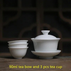 Mini 60 ml Gaiwan arbatai Tvirtas baltas porcelianinis turenas su dangteliu Arbatos indas Kelioninis Kung Fu arbatos rinkinys Kiniškas puodelis arbatos dubenėliai maži chawan