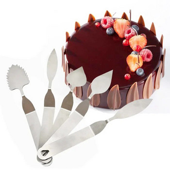 Листа от шоколадови пера Шпатула Нож Скрепер от неръждаема стомана за торта Инструмент за моделиране на шоколад Ръчно изработени консумативи за печене
