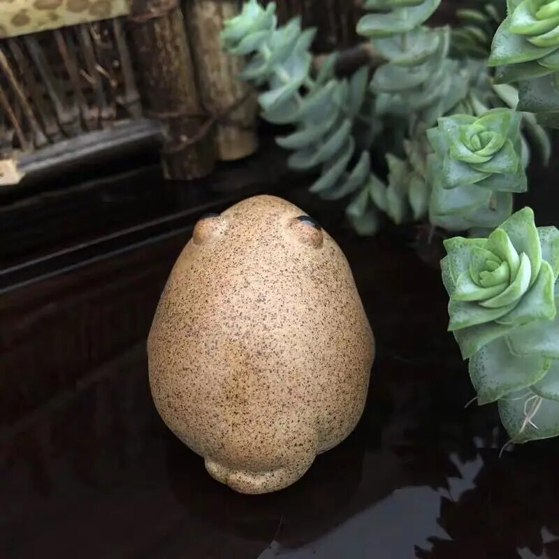 Lucky Frog Tea Pet Zen Tea Set, gruba keramika, Jin Chan, ručno rađena kineska životinja, slatka, moderan stil, kućni dekor, 5 cm