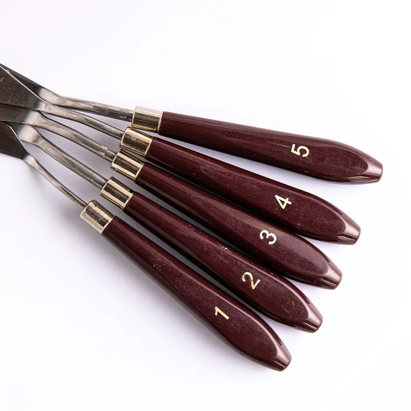 Paleta profesionalnih lopatica od nehrđajućeg čelika od 5 komada za kreativne noževe za slikanje u ulju, školski set alata za likovnu umjetnost, fleksibilne oštrice