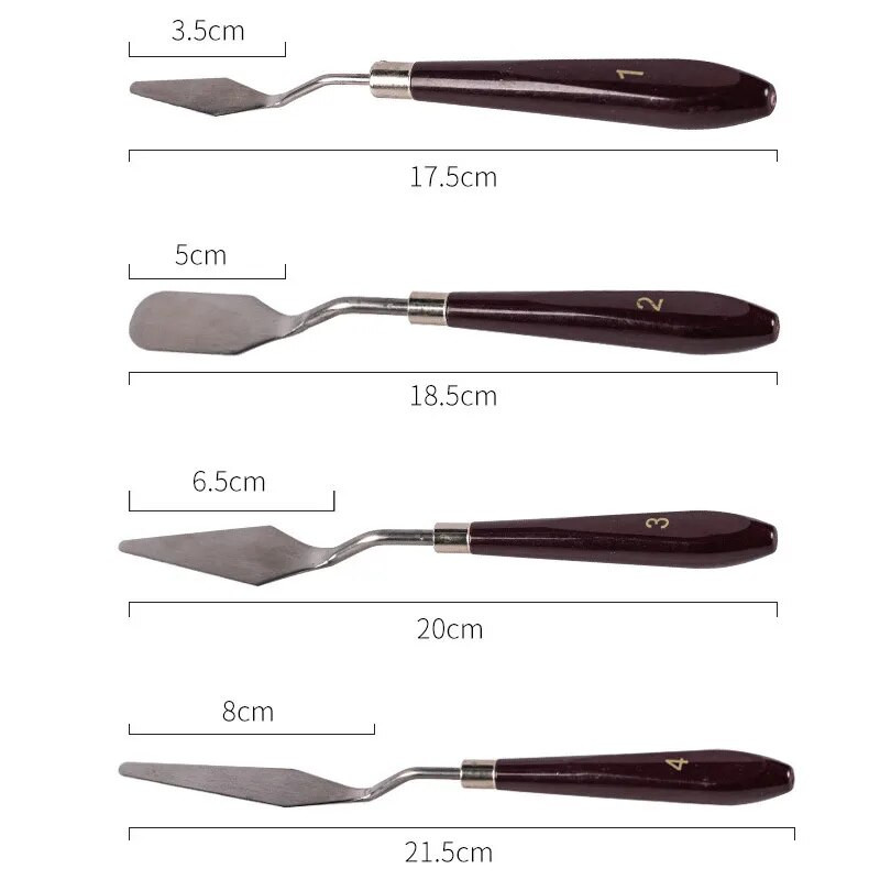 Paleta profesionalnih lopatica od nehrđajućeg čelika od 5 komada za kreativne noževe za slikanje u ulju, školski set alata za likovnu umjetnost, fleksibilne oštrice