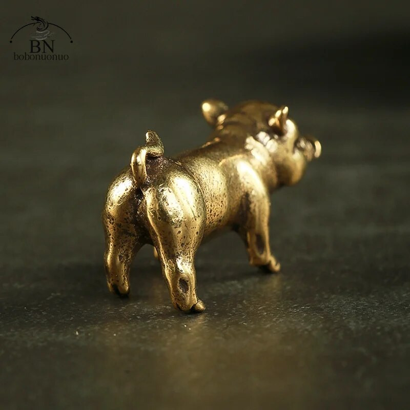 Retro žalvario rankų darbo kiaulių miniatiūros figūrėlės Rašomasis stalas Ornamentas Metalas Varis Gyvūnas Modelis Žaislas Arbata Naminiai gyvūnai Dekoracija Amatai Priedai