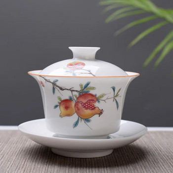 Висококачествен бял костен порцеланов сервиз за чай Gaiwan, керамичен сервиз за чай за пътуване, бял сервиз за чай Kung fu, чаша Gaiwan от китайски порцелан