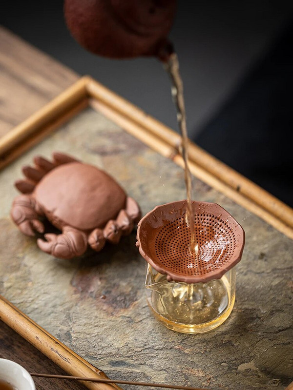 Creative Crab Integrirani filtar Tea Curenje Čaj od ljubičastog pijeska Ukrasi za kućne ljubimce Filter za čaj Čajna ceremonija Dodaci Kineski obrti