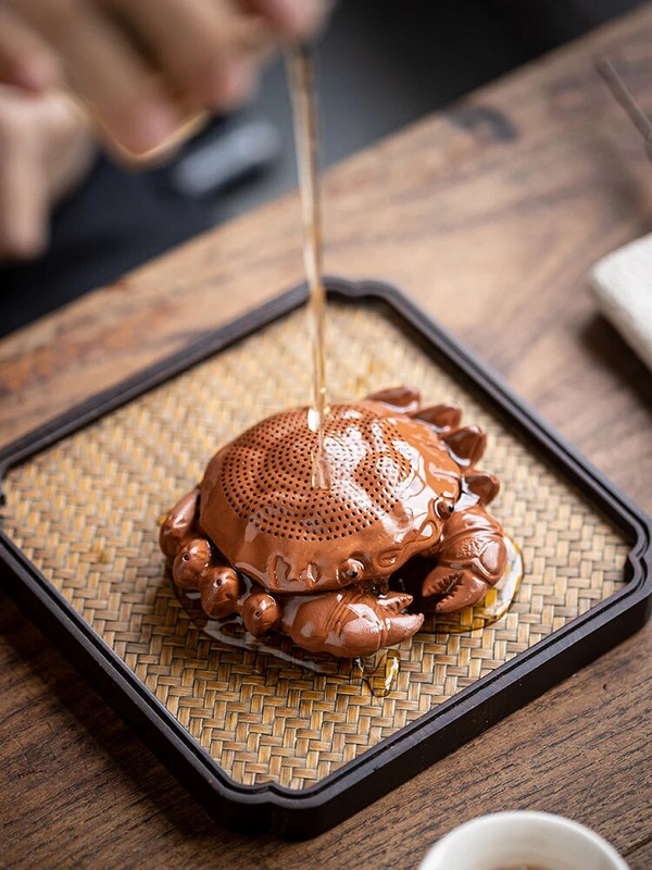 Creative Crab Integrirani filtar Tea Curenje Čaj od ljubičastog pijeska Ukrasi za kućne ljubimce Filter za čaj Čajna ceremonija Dodaci Kineski obrti