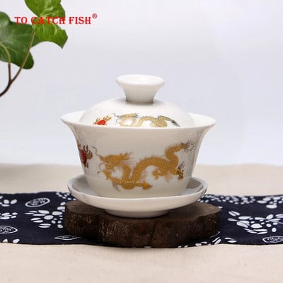 Kiváló minőségű gai wan teáskészlet Bone China teáskészletek Dehua gaiwan tea porcelán teáskanna teáskészlet utazáshoz Gyönyörű és egyszerű vízforraló