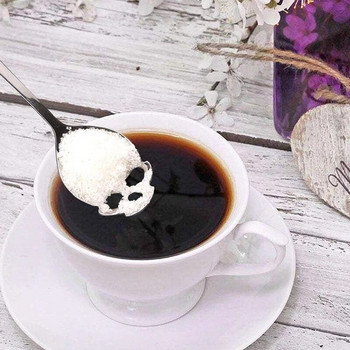 1 ΤΕΜ. Κουτάλι καφέ Creative Skull Shape Pon inox inox Scoop Dessert Coffee Scoop for Tea Sugar Χριστουγεννιάτικα δώρα