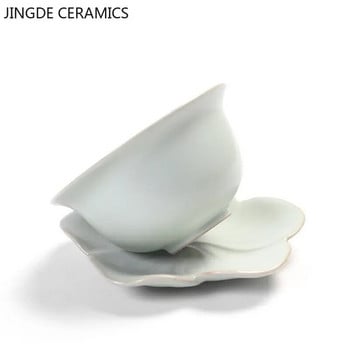 Κινέζικου στυλ Ru Kiln Sancai Gaiwan Ice Crack Glaze Κεραμικός εγχυτήρας τσαγιού Προσαρμόστε φλιτζάνι πορσελάνης μπολ τσαγιού με καπάκι φλιτζάνι τσαγιού