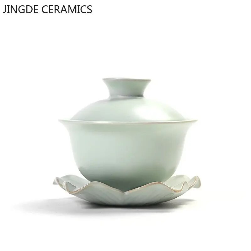 Kínai stílusú ru kemence Sancai Gaiwan jégrepedés-mázas kerámia tea infuzer Testreszabható teástál porcelán csésze tetővel teáscsésze