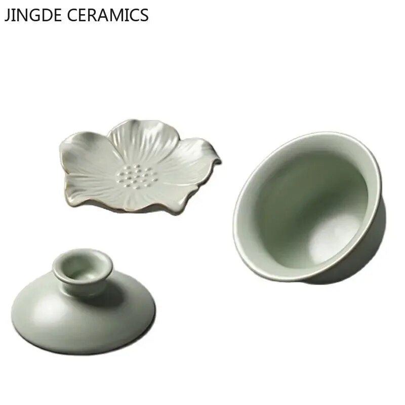 Kínai stílusú ru kemence Sancai Gaiwan jégrepedés-mázas kerámia tea infuzer Testreszabható teástál porcelán csésze tetővel teáscsésze