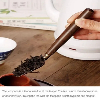 2023 1PC Винтидж чаена лъжица от абанос Дръжка от масивно дърво Ретро креативна лопата за чай Tea KongFu Чаена церемония Аксесоари Чаена лъжичка Подарък