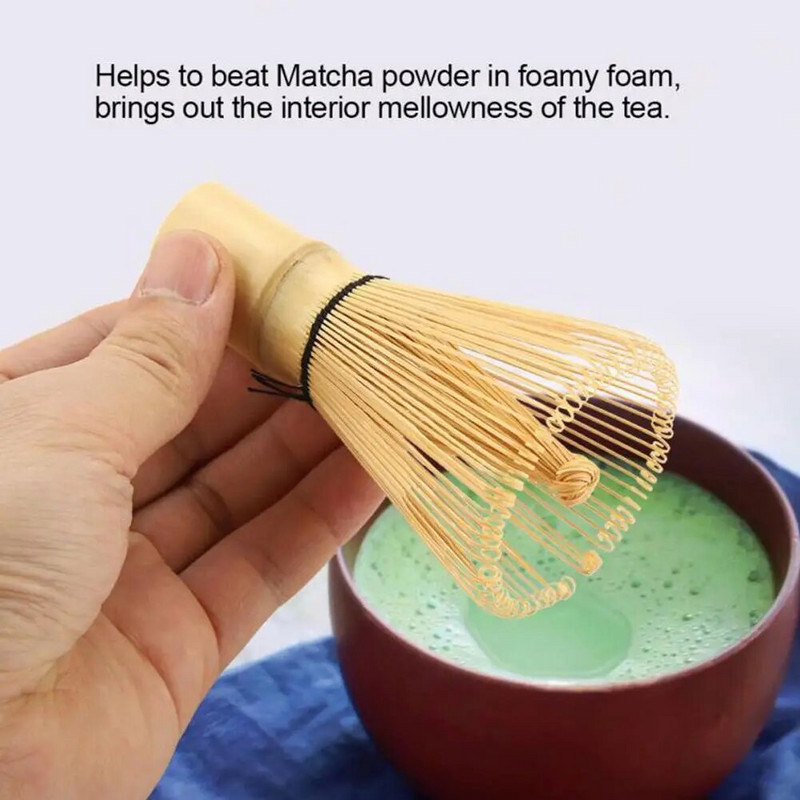 Japoniškas "Matcha" įrankių rinkinys Aštuoniasdešimt "Matcha" šepetėlių arbatos rinkinys Priedai Virtuvės prietaisai Rąstų spalvos bambuko šluotele Valymas vainikams