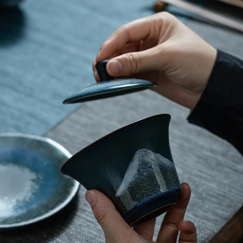 Zdjela s poklopcem Keramička zdjela s poklopcem s tri sile Kućna šalica za čaj Zdjela za čaj Kung Fu Set za čaj Uređaj za pripremu čaja Gaiwan Kineski set za čaj