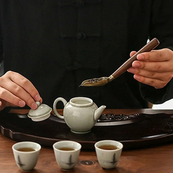 1PC реколта Ebony Pu\'Er Чаена лъжица Дръжка от масивно дърво Ретро креативна лопата за чай Tea KongFu Чаена церемония Аксесоари Чаена лъжичка