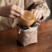 Kinų stiliaus arbatos ceremonija Master Cup Medžiaginis maišelis Art Nešiojamas krepšys Kvadratinis brokatinis raištelis Siuvinėjimas Storas laikymo krepšys ZD46