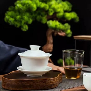 Мини 50 ml Gaiwan за чай Плътен бял порцеланов супник с капак Чаен сервиз за пътуване Kung Fu Чаен комплект Китайска чаша Малки купички Chawan