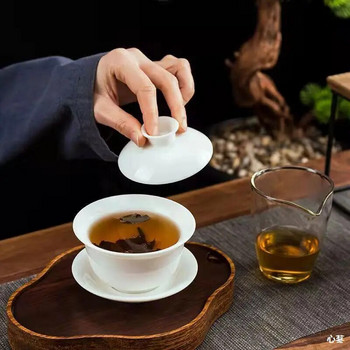 Мини 50 ml Gaiwan за чай Плътен бял порцеланов супник с капак Чаен сервиз за пътуване Kung Fu Чаен комплект Китайска чаша Малки купички Chawan