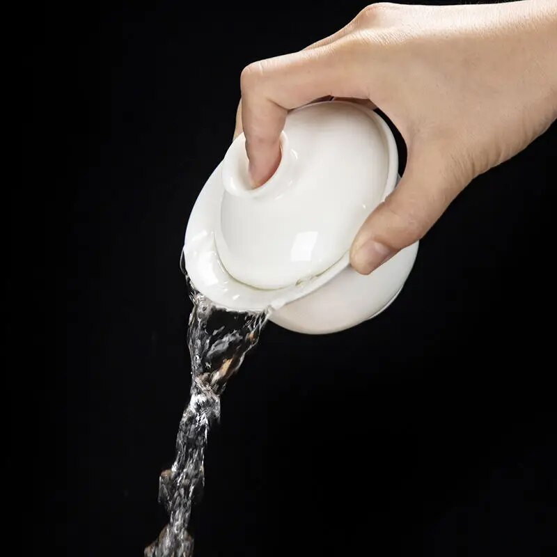 Mini 50 ml Gaiwan za čaj Čvrsta bijela porculanska juha s poklopcem Posuđe za čaj Putni Kung Fu set za čaj Kineska šalica Male zdjelice Chawan