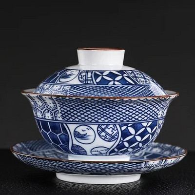 Retro keramička Gaiwan šalica za čaj ručno rađena cvjetni uzorak Čajna zdjela za čaj Luksuzni kineski porculanski pribor za posuđe Posuda za piće 160 ml