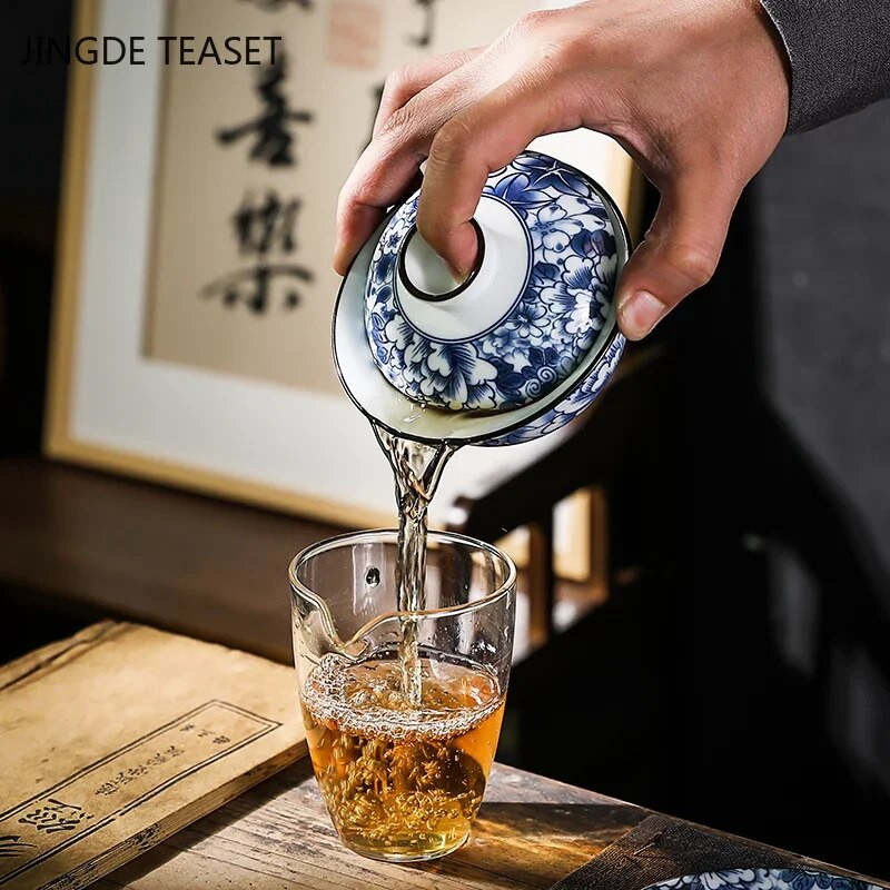 Retro keramička Gaiwan šalica za čaj ručno rađena cvjetni uzorak Čajna zdjela za čaj Luksuzni kineski porculanski pribor za posuđe Posuda za piće 160 ml