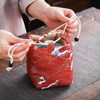 2023 Китайски сервиз за чай Памук и лен Пътна чанта за съхранение Домашна преносима чанта Чай Cozies 1 тенджера 2 чаши Чанта за съхранение Bundle Pocket LE754